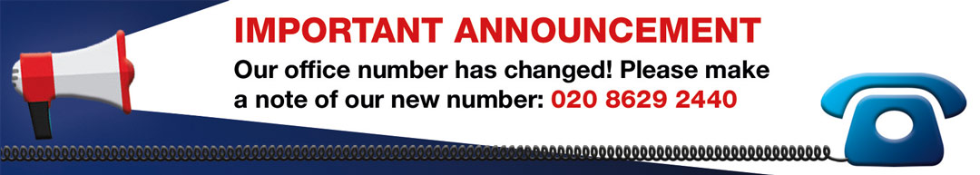 Important announcement: our office phone number has changed, it is 020 8629 2440