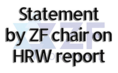 ZF Chair’s response to Human Rights Watch report